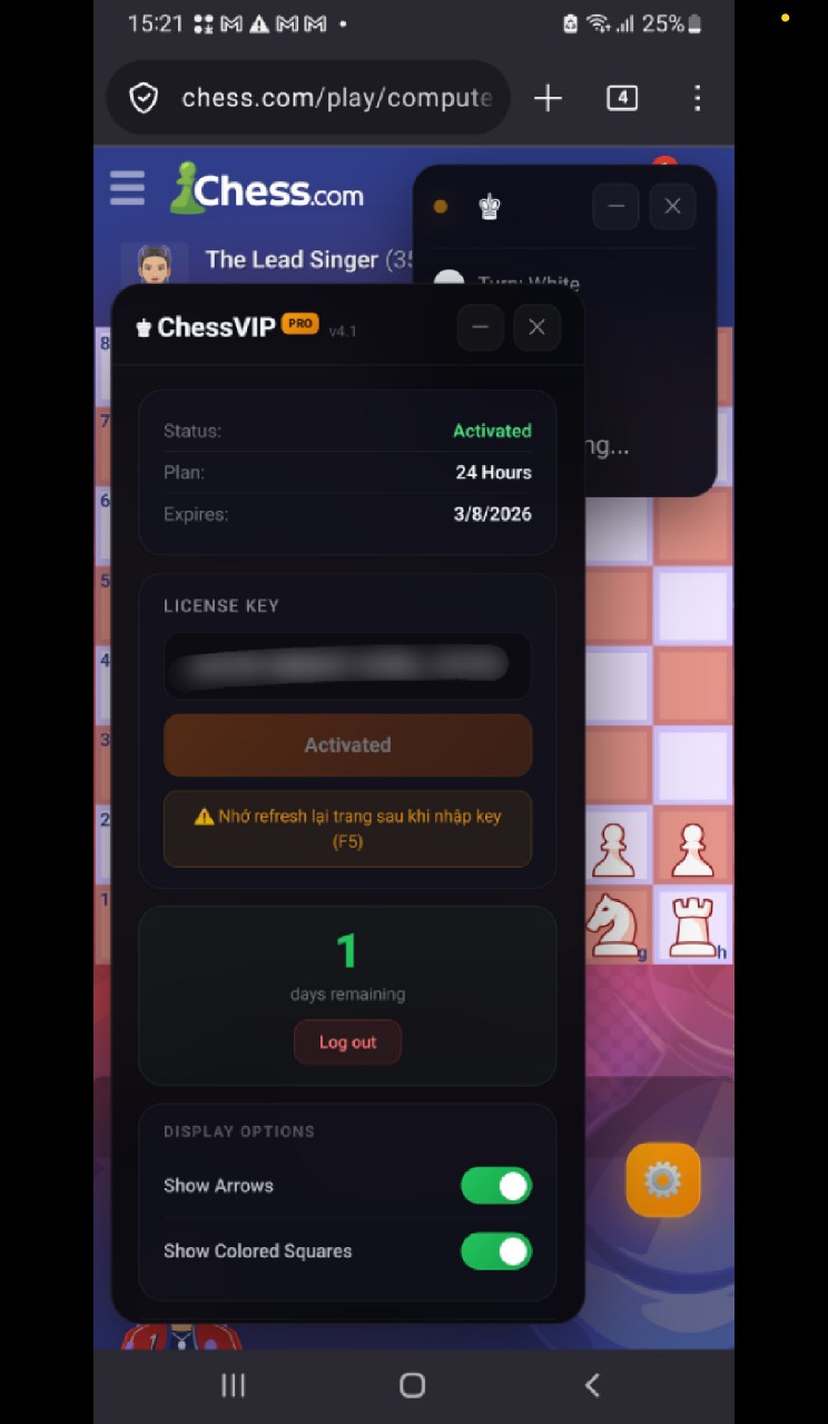 ChessVIP hoạt động trên chess.com