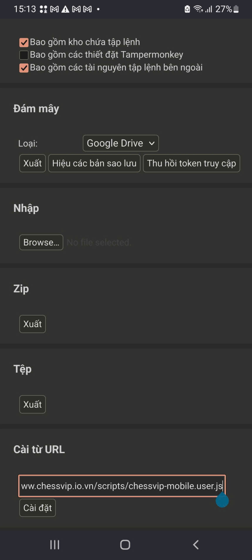 Paste URL vào ô